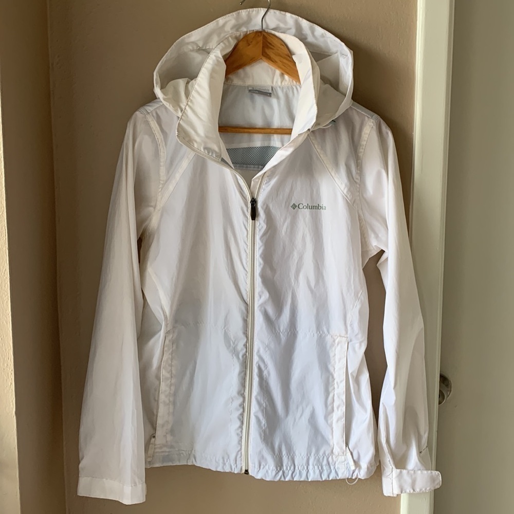 COLUMBIA Omni-Shield White Lightweight Winderbreaker Hoodie Jacket - Picture 3 of 13